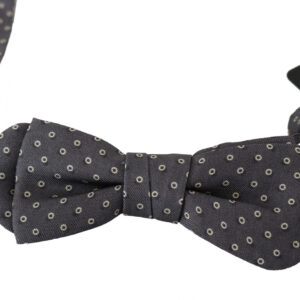 Elegant Silk Gray Circle Pattern Bow Tie