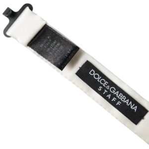 White Black Polka Dot Polyester Bow Tie Men