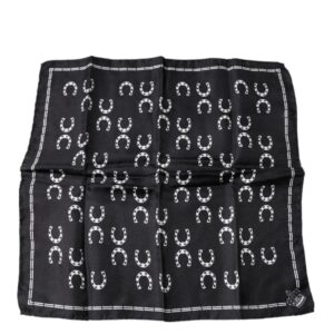 Black Horseshoe Silk Square Handkerchief Scarf