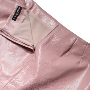 Glossy Pink Cotton High Waist Mini Skirt