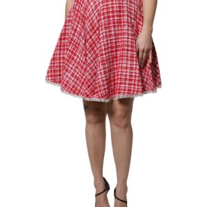 Red White High Waist A-line Above Knee Skirt