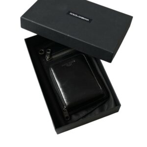 Wallet Black Horse Leather Zip Logo Cross Body Phone Slot