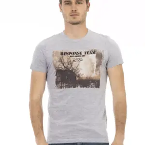 Gray Cotton Men T-Shirt