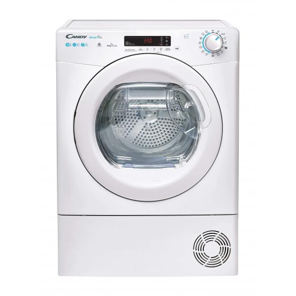 Candy smart pro csoe h10a2de-s asciugatrice a pompa di calore 10kg classe a++ cicli rapidi easy case stiro facile kilo detector programma lana controllo remoto bianco 596x607x850