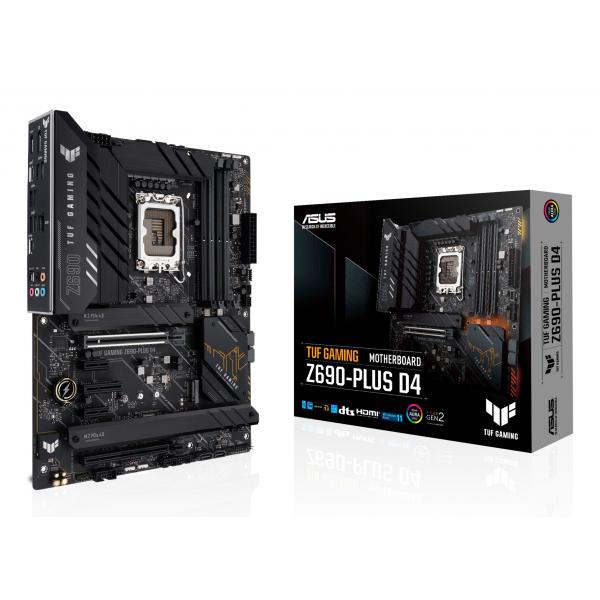 Asus tuf gaming z690-plus d4 scheda madre gaming atx, intel z690, lga1700, ddr4, pci 5.0, 14+1 fasi di alimentazione, intel 2.5gb lan, realtek 7.1 sorround, 4xm.2, 4xsata 6gb-s, aura sync rgb, nero