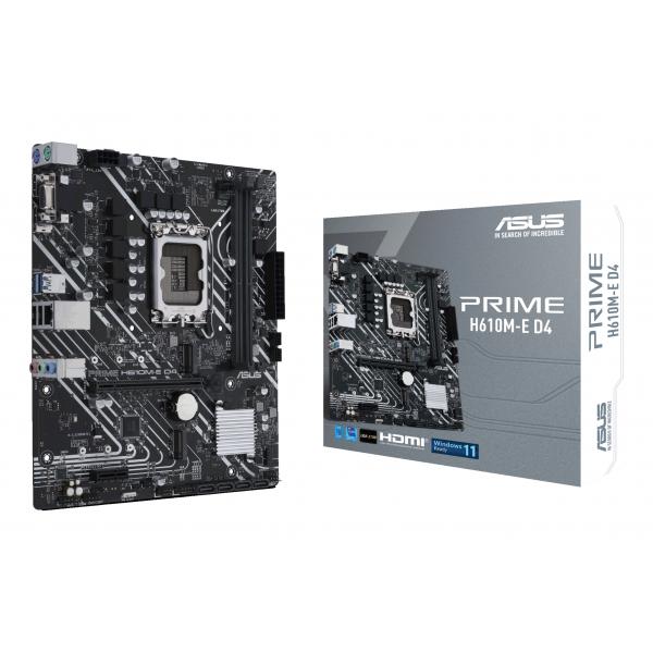 Asus prime h610m-e d4 scheda madre matx, intel h610, lga1700, ddr4, pci 4.0, realtek 1gb ethernet, realtek 7.1 surround, 2xm.2, 4xsata 6gb-s, usb 3.2 gen 1, armoury crate, nero