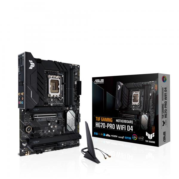 Asus tuf gaming h670-pro wifi d4 scheda madre atx, intel h670, lga1700, ddr4, pci 5.0, intel 2.5gb ethernet, wifi 6, realtek 7.1 surround, 4xm.2, 4xsata 6gb-s, usb 3.2 gen 2x2, armoury crate, nero