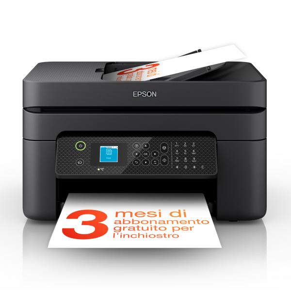 Epson wf-2930dwf stampante multifunzione a4 a getto d`inchiostro (stampa fronte retro, scansione, copia, fax) display lcd 3.7cm, adf, wifi, ethernet, stampa da mobile e su cloud, airprint