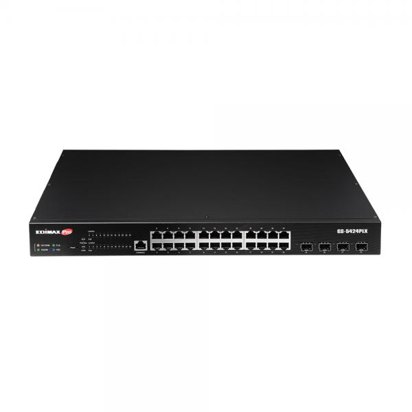 Surveillance 24-port gigabit poe+ web smart switch with 4-por