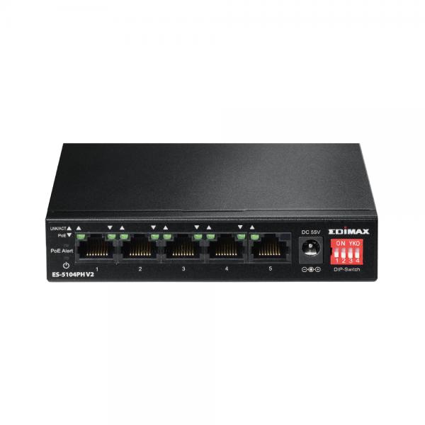 Edimax 5 port fast ethernet con 4 porte poe+ e switch dip