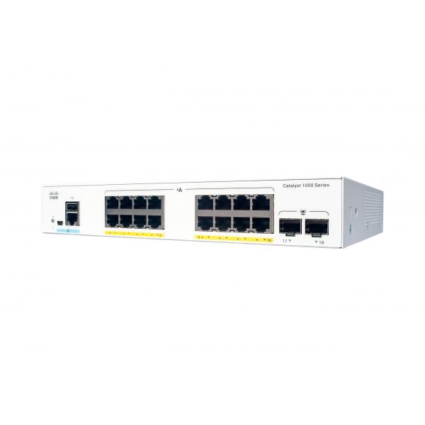Cisco catalyst 1000 c1000-16p-e-2g-l switch gestito 8 x 10/100/1000 (poe+) + 8 x 10/100/1000 + 2 x gigabit sfp (uplink) poe+ (120 w) montabile su rack