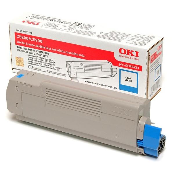 Oki 43324423 toner ciano per c5800n / c5800dn / c5900n / c5900dn / c5900dtn / c5900cdtn / c5550 mfp 5.000 pagine