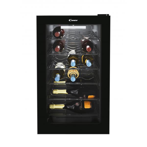 Candy divino cwc 021 m-n cantinetta vino 21 bottiglie classe g 6 ripiani in acciaio +1 wine rack luce led nero 400x550x700