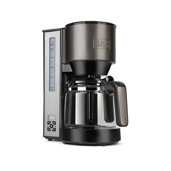 Black & decker bxco1000e caffettiera a filtro 10 tazze carffa in vetro 1.25 lt 1.000 w display lcd programmabile timer acciaio inox