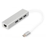 Digitus hub connettore tipo c con 3 porte usb 3.0 + porta rete gigabit