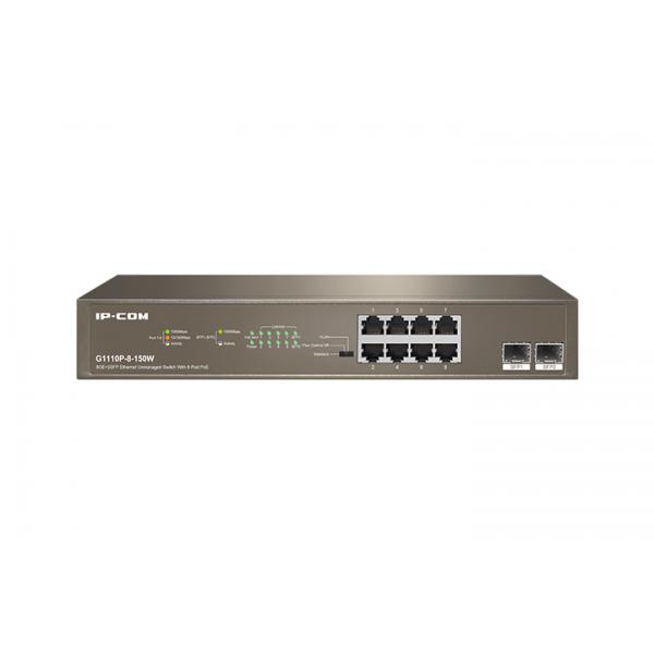 Ip-com switch unmanaged 8ge + 2sfp 8 porte poe g1110p-8-150w