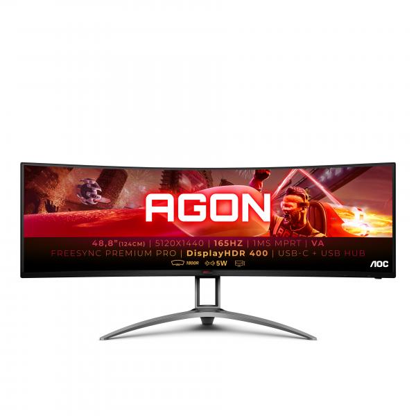 Aoc ag493ucx2 monitor curvo 48.8 va 165hz dqhd 4ms freesync hdr multimediale usb hdmi/dp