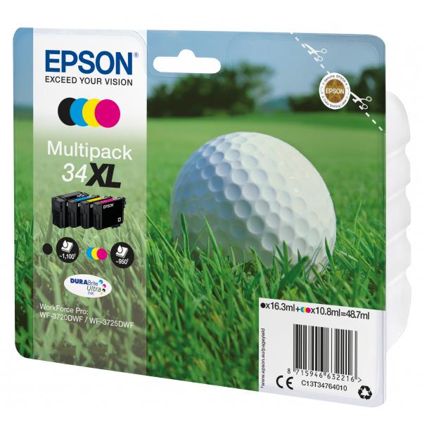 Epson multipack 34xl pallina da golf 4 colori per wf-3720dwf