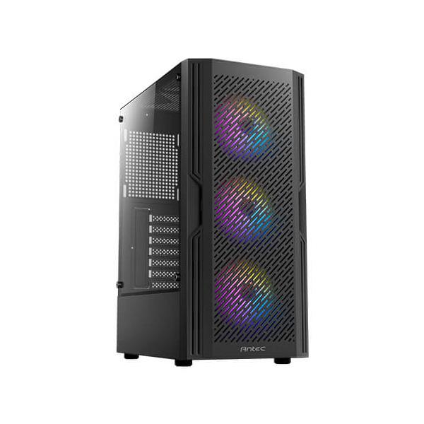 Antec ax20 midi tower gaming pannelli laterali in vetro temperato design frontale a rete 3 x rgb led atx no power nero