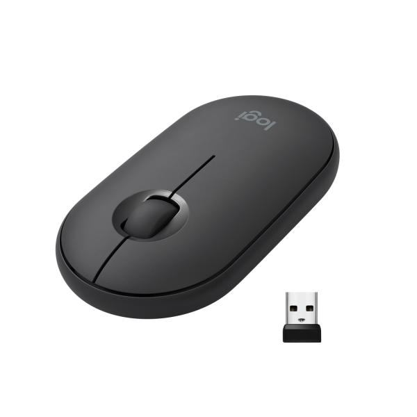 Logitech pebble mouse wireless bluetooth con mini-ricevitore usb mouse pad - mouse per computer sottile e silenzioso per laptop/notebook/pc/ mac - nero