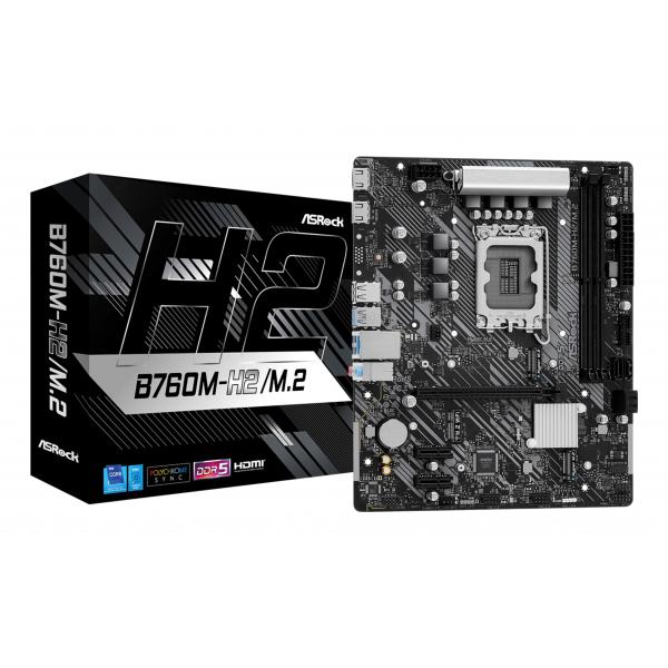 MB Asrock 1700 Intel B760M-H2/M.2- 2xDDR5- 4SATA3- 1xHyper M.2 Gen4- 2xHDMI- mATX
