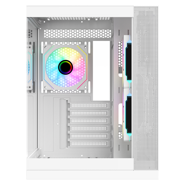 Case DARK CAVE DS - Gaming Tower- ATX- 3x12cm ARGB fan- 2xUSB3- Type-C- Side & Front Panel Temp Glass- White Edition