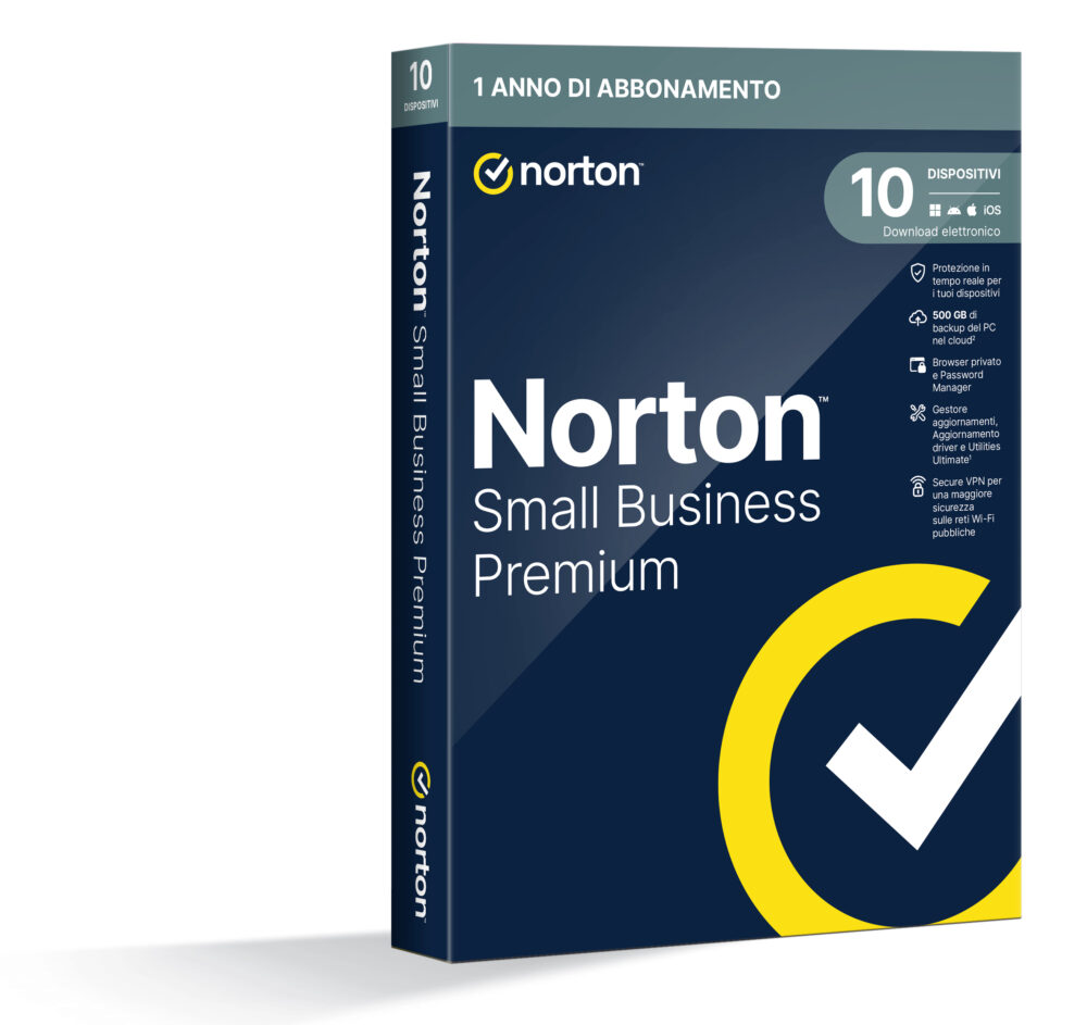 NORTON SMALL BUSINESS PREMIUM 1USER 10 DEV 500GB BACKUP 12 MESI