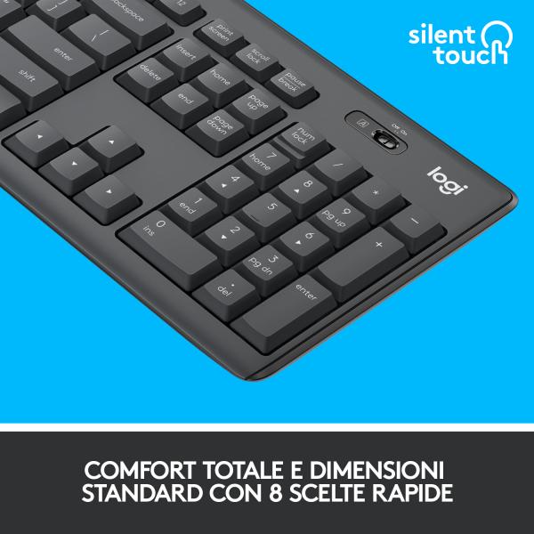 TASTIERA MK295 LOG WIRELESS+MOUSE USB SILENT GRAFITE