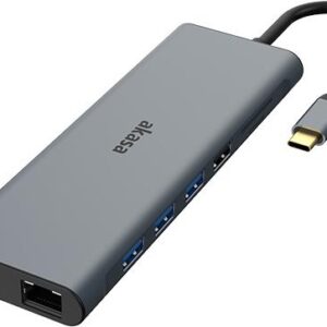 Akasa AK-CBCA28-18BK laptop-dockingstation & portreplikator Kabelgebunden USB 3.2 Gen 1 (3.1 Gen 1) Type-C Schwarz - Grau (AK-CBCA28-18BK)