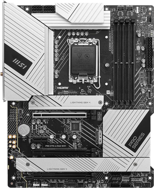 MSI PRO Z790-A MAX WIFI - Motherboard - ATX - LGA1700-Sockel - Z790 Chipsatz - USB 3,2 Gen 1, USB 3,2 Gen 2, USB-C 3,2 Gen2, USB-C 3,2 Gen 2x2 - 2,5 Gigabit LAN, Wi-Fi 7, Bluetooth - Onboard-Grafik (CPU erforderlich) - HD Audio (8-Kanal) (7E07-014R)
