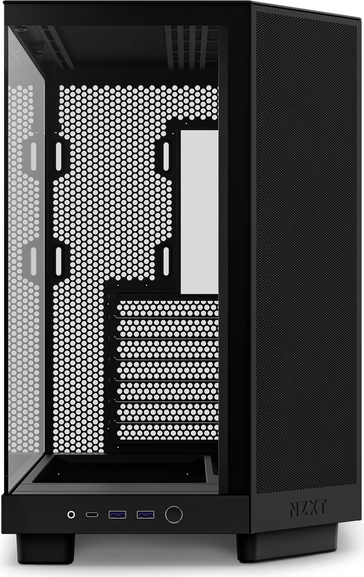 NZXT H series H6 Flow - Mid tower - ATX - Seitenteil mit Fenster (gehärtetes Glas) - keine Spannungsversorgung - mattschwarz - USB/Audio (CC-H61FB-01)