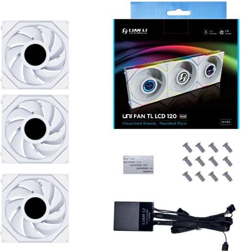 Lian Li UNI FAN TL LCD Computergehäuse Ventilator 12 cm Weiß (12TLLCD3W)