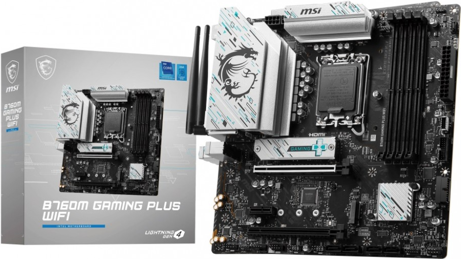 MSI B760M GAMING PLUS WIFI - Motherboard - micro ATX - LGA1700-Sockel - B760 Chipsatz - USB 3,2 Gen 1, USB 3,2 Gen 2, USB-C 3,2 Gen 1 - 2,5 Gigabit LAN, Wi-Fi 6E, Bluetooth - Onboard-Grafik (CPU erforderlich) - HD Audio (8-Kanal) (7D99-017R)