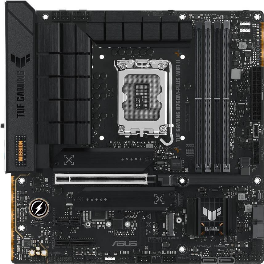 ASUS TUF GAMING B760M-PLUS WIFI II - Motherboard - micro ATX - LGA1700-Sockel - B760 Chipsatz - USB 3,2 Gen 2, USB 3,2 Gen 1, USB-C 3,2 Gen2 - Wi-Fi 6, 2,5 Gigabit LAN, Bluetooth - Onboard-Grafik (CPU erforderlich) - High Definition Audio (7,1-Channel) (90MB1HE0-M0EAY0)