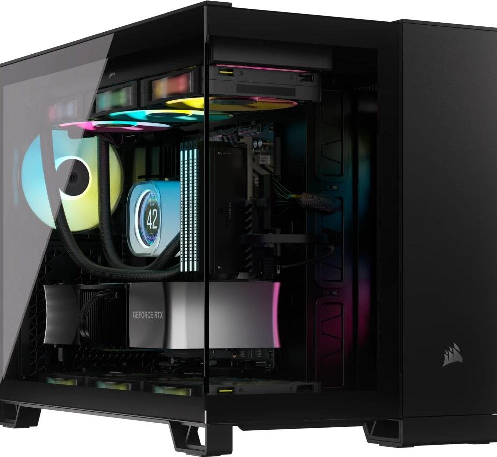 CORSAIR iCUE LINK 2500X RGB - Mid tower - micro ATX - Seitenteil mit Fenster (gehärtetes Glas) - keine Spannungsversorgung (ATX) - Schwarz - USB/Audio (CC-9011267-WW)