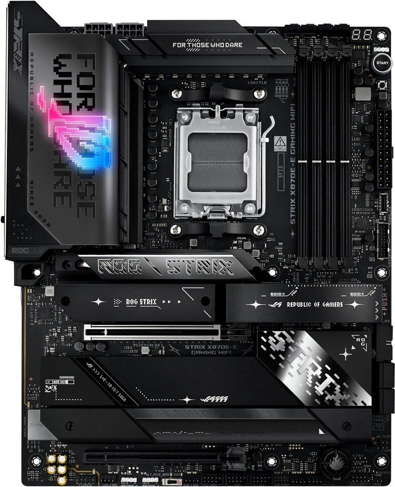ASUS ROG STRIX X870E-E GAMING WIFI - Motherboard - ATX - Socket AM5 - AMD X870E Chipsatz - USB4, USB-C 3,2 Gen 2x2, USB-C 3,2 Gen2, USB 3,2 Gen 2, USB 3,2 Gen 1 - Wi-Fi 7, 5 Gigabit Ethernet, Bluetooth - Onboard-Grafik (CPU erforderlich) - HD Audio (8-Kanal) (90MB1IB0-M0EAY0)