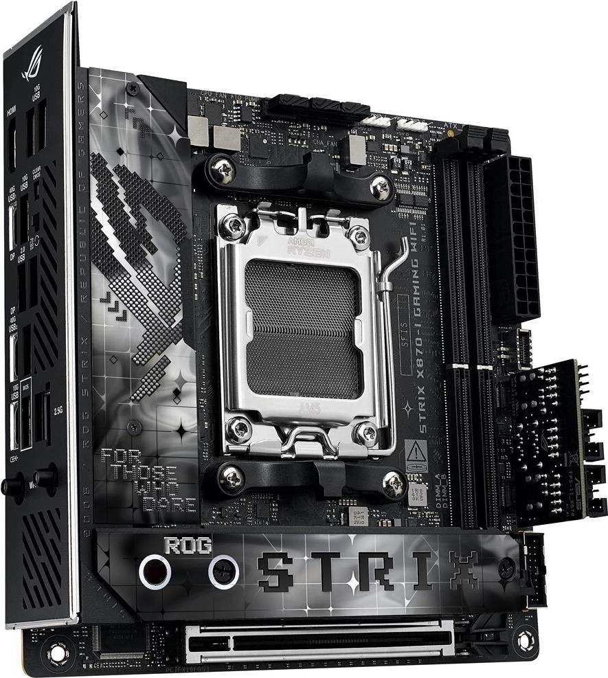ASUS ROG STRIX X870-I GAMING WIFI - Motherboard - Mini-ITX - Socket AM5 - AMD X870 Chipsatz - USB4, USB 3,2 Gen 2, USB-C 3,2 Gen2, USB 3,2 Gen 1 - Wi-Fi 7, Bluetooth, 2,5 Gigabit LAN - Onboard-Grafik (CPU erforderlich) - HD Audio (8-Kanal) (90MB1IW0-M0EAY0)