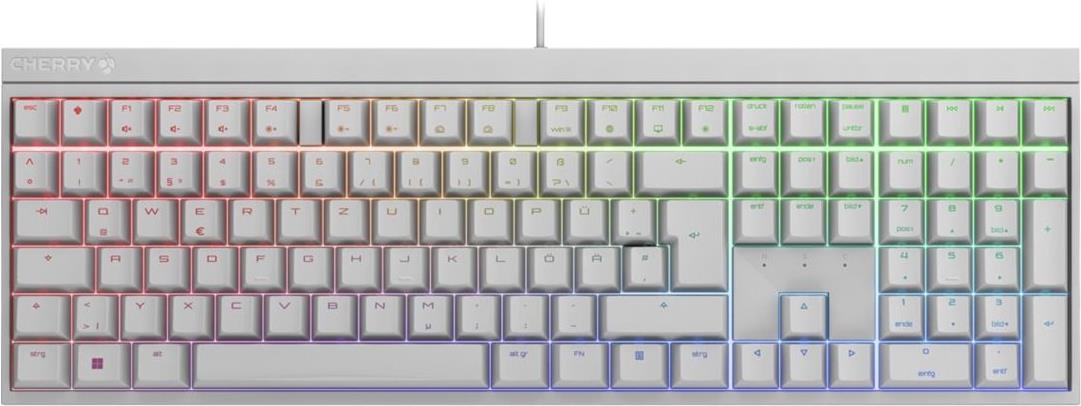 CHERRY XTRFY MX 2,0S - Tastatur - 100% - full size - Hintergrundbeleuchtung - USB - QWERTZ - Deutsch - Tastenschalter: CHERRY MX2A Red - weiß (G80-3821LJBDE-0)