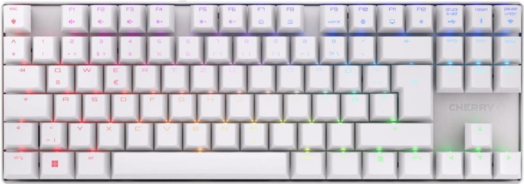 CHERRY XTRFY MX 8,2 - Tastatur - 80% - TKL - Hintergrundbeleuchtung - kabellos - Bluetooth 5,2, 2,4 GHz, USB-C - QWERTZ - Deutsch - Tastenschalter: CHERRY MX2A Red - Schwarz (G80-3882LJADE-0)