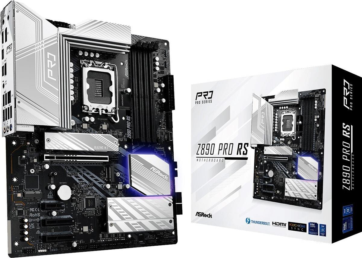ASRock Z890 Pro RS - Motherboard - ATX - LGA1851-Sockel - Z890 Chipsatz - USB4, USB 3,2 Gen 2x2, USB 3,2 Gen 2, USB 3,2 Gen 1 - Onboard-Grafik (CPU erforderlich) - HD Audio (8-Kanal) (90-MXBP10-A0UAYZ)