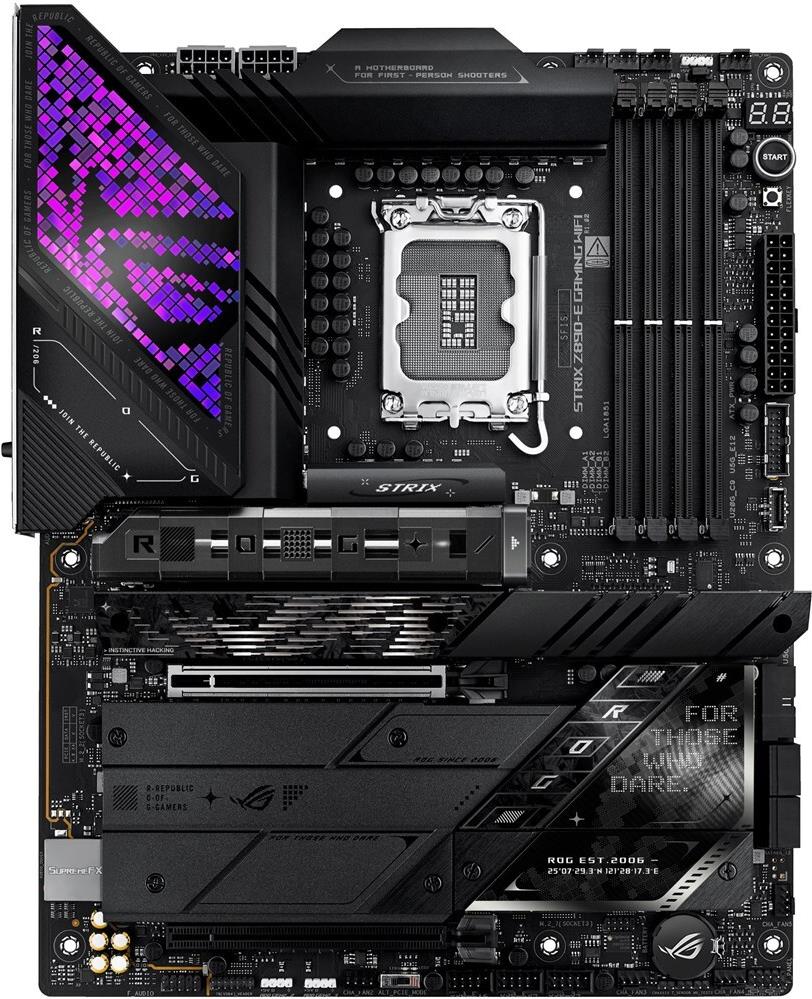 ASUS ROG STRIX Z890-E GAMING WIFI - Motherboard - ATX - LGA1851-Sockel - Z890 Chipsatz - USB-C 3,2 Gen 2x2, USB 3,2 Gen 1, USB 3,2 Gen 2, USB-C 3,2 Gen2, USB4 - 5 Gigabit Ethernet, Wi-Fi 7, Bluetooth - Onboard-Grafik (CPU erforderlich) - HD Audio (8-Kanal) (90MB1IM0-M0EAY0)