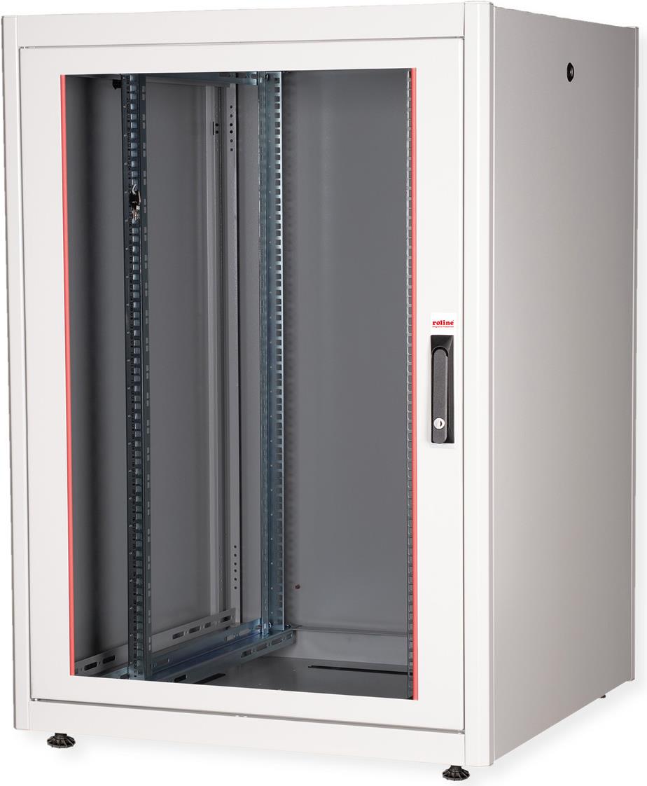 Roline Basic - Schrank Netzwerkschrank - Glas Tür, 800 x 800 (B x T) - RAL 7035, Hellgrau - 22U - 48.3 cm (19") (26.21.0033)