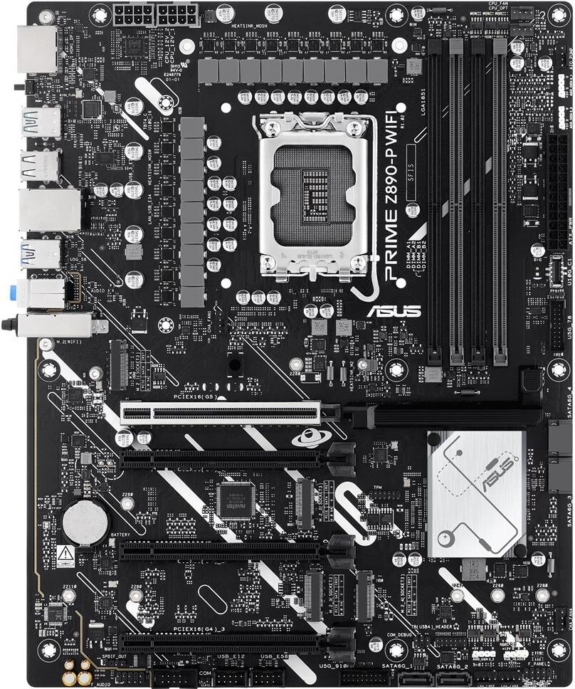 ASUS PRIME Z890-P WIFI - Motherboard - ATX - LGA1851-Sockel - Z890 Chipsatz - USB4, USB 3,2 Gen 2, USB 3,2 Gen 1, USB-C 3,2 Gen 1 - Wi-Fi 7, Bluetooth, 2,5 Gigabit LAN - Onboard-Grafik (CPU erforderlich) - HD Audio (8-Kanal) (90MB1I70-M0EAY0)