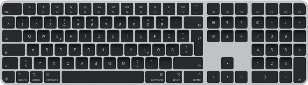 Apple Magic Keyboard with Touch ID and Numeric Keypad - Tastatur - USB-C - kabellos - Bluetooth - QWERTZ - Deutsch - schwarze Tasten (MXK83D/A)