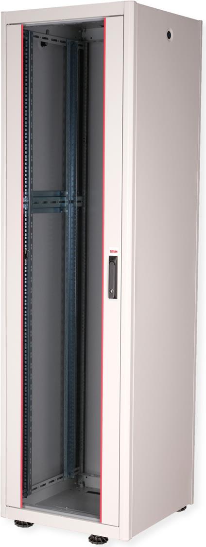 Roline Basic - Gehäuse Netzwerkschrank - mit Glastür, 600 x 600 mm (B x T) - RAL 7035, Hellgrau - 42HE - 48.3 cm (19") (26.21.0042)