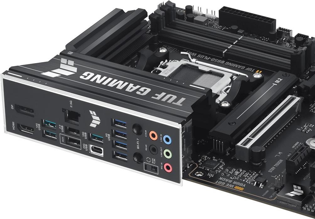 ASUS TUF GAMING B850-PLUS WIFI - Motherboard - ATX - Socket AM5 - AMD B850 Chipsatz - USB-C 3,2 Gen 2x2, USB-C 3,2 Gen2, USB 3,2 Gen 2, USB 3,2 Gen 1 - 2,5 Gigabit LAN, Wi-Fi 7, Bluetooth - Onboard-Grafik (CPU erforderlich) - HD Audio (8-Kanal) (90MB1J30-M0EAY0)