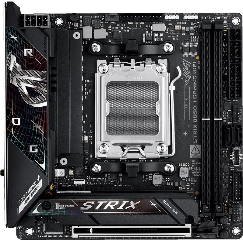 ASUS ROG STRIX B850-I GAMING WIFI - Motherboard - Mini-ITX - Socket AM5 - AMD B850 Chipsatz - USB-C 3,2 Gen 2x2, USB-C 3,2 Gen2, USB 3,2 Gen 2, USB 3,2 Gen 1 - 2,5 Gigabit LAN, Wi-Fi 7, Bluetooth - Onboard-Grafik (CPU erforderlich) - HD Audio (8-Kanal) (90MB1K30-M0EAY0)