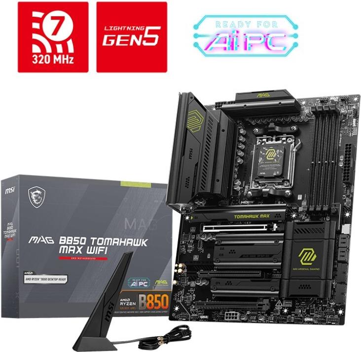 MSI MAG B850 Tomahawk Max WiFi Mainboard, Sockel AM5, AMD B850, ATX, DDR5 (7E62-002R)