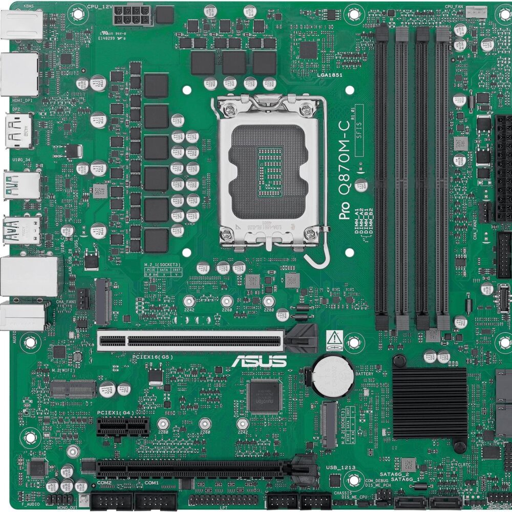 ASUS MB ASUS PRO Q870M-C-CSM (Intel,LGA1851,DDR5,mATX) - Intel Sockel 1851 (Core Ultra 100&200) - Micro/Mini/Flex-ATX (90MB1KEP-M0EAYC)