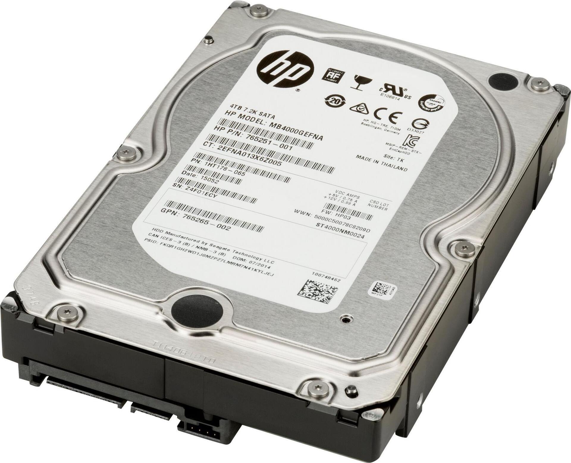 HP - Festplatte - 4TB - intern - 3.5" (8,9 cm) - SATA 6Gb/s - 7200 U/min - Puffer: 128MB - für Workstation Z2 G4, Z2 G5, Z2 G8, Z2 G9, Z4 G4, Z4 G5, Z6 G4, Z8 G4, Z8 G5, ZCentral 4R (K4T76AA)
